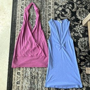 Bundle of two Michael Stars one size fits most tank tops, periwinkle and purple